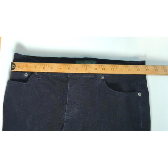 LRL Lauren Jeans Co Sz 8 Corduroy Pants Black Cords Classic Straight Pinwale - Picture 10 of 11